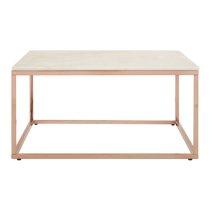 Alluras Square Clear Glass Coffee Table With Rose Gold Frame