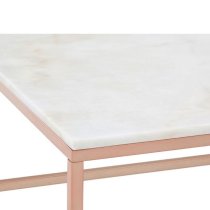 Alluras Square Clear Glass Coffee Table With Rose Gold Frame