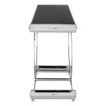 Columbus Black Glass Console Table With Polished Silver Frame