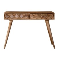 Neenah Mango Wood Console Table With 2 Drawers In Burnt Wax