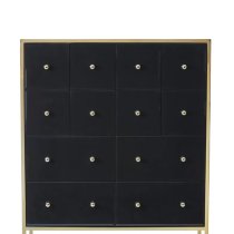 Finback Black Glass Chest Of 12 Drawers With Gold Frame