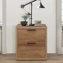 Stock Wooden Bedside Cabinet With 2 Drawers In Rustic Oak