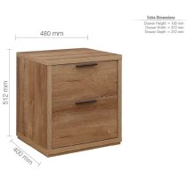 Stock Wooden Bedside Cabinet With 2 Drawers In Rustic Oak