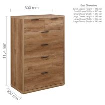 Stock Wooden Chest Of 6 Drawers In Rustic Oak