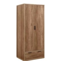 Stock Wooden Wardrobe With 2 Doors 1 Drawer In Rustic Oak