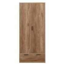 Stock Wooden Wardrobe With 2 Doors 1 Drawer In Rustic Oak