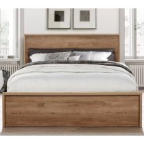 Stock Wooden Double Bed With 2 Drawers In Rustic Oak