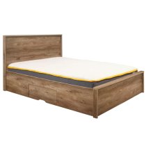 Stock Wooden Double Bed With 2 Drawers In Rustic Oak