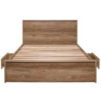 Stock Wooden Double Bed With 2 Drawers In Rustic Oak