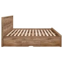 Stock Wooden Double Bed With 2 Drawers In Rustic Oak