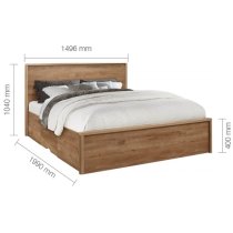 Stock Wooden Double Bed With 2 Drawers In Rustic Oak