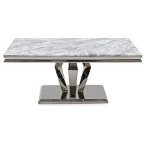 Arleen Marble Coffee Table With Stainless Steel Base In Grey