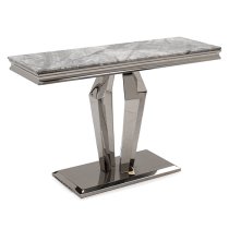 Arleen Marble Console Table With Stainless Steel Base In Grey