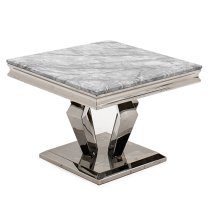 Arleen Marble Lamp Table With Stainless Steel Base In Grey