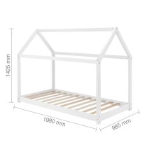 Hamel Wooden Single House Bed In White