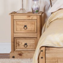 Consett Wooden Bedside Cabinet With 2 Drawers In Oak