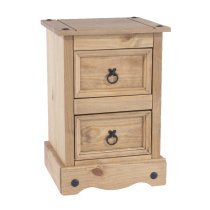 Consett Wooden Bedside Cabinet With 2 Drawers In Oak