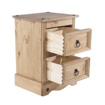 Consett Wooden Bedside Cabinet With 2 Drawers In Oak