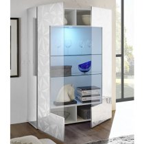 Arlon Display Cabinet In White High Gloss With 2 Doors And LED