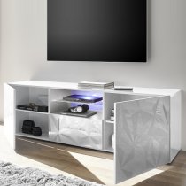 Arlon TV Stand Wide In White High Gloss With 2 Doors And LED