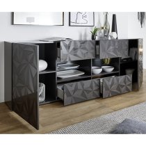 Arlon Large Sideboard In Grey High Gloss With 2 Doors