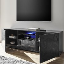 Arlon TV Stand Wide In Grey High Gloss With 2 Doors And LED