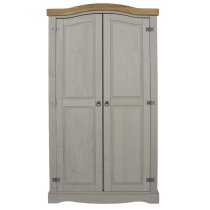 Consett Wooden Wardrobe With 2 Doors In Grey And Oak