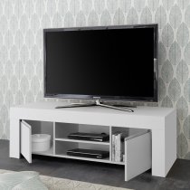 Carney Contemporary TV Stand In Matt White With 2 Doors