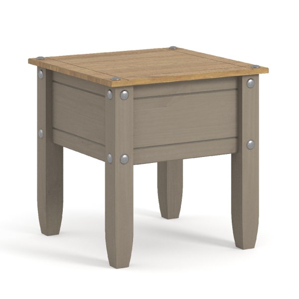 Consett Wooden Square Lamp Table In Grey And Oak