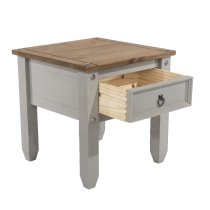 Consett Wooden Square Lamp Table In Grey And Oak