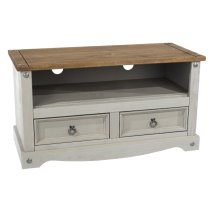 Consett Wooden TV Stand With 2 Drawers Grey And Oak