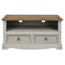 Consett Wooden TV Stand With 2 Drawers Grey And Oak