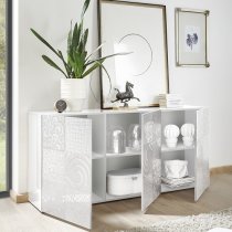 Ardent Modern Sideboard In White High Gloss With 3 Doors