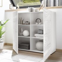 Ardent Modern Highboard In White High Gloss With 2 Doors