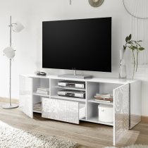 Ardent TV Stand Wide In White High Gloss With 2 Doors