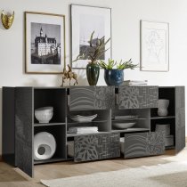 Ardent Large Sideboard In Grey High Gloss With 2 Doors And LED