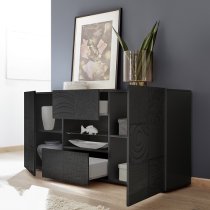 Ardent Sideboard In Grey High Gloss With 2 Doors And LED