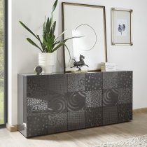 Ardent Modern Sideboard In Grey High Gloss With 3 Doors