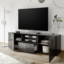 Ardent TV Stand Wide In Grey High Gloss With 2 Doors