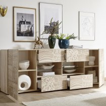 Ardent Wooden Large Sideboard In Sonoma Oak With 2 Doors And LED