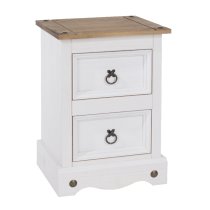 Consett Wooden Bedside Cabinet With 2 Drawers In White And Oak