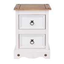 Consett Wooden Bedside Cabinet With 2 Drawers In White And Oak