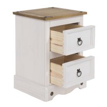 Consett Wooden Bedside Cabinet With 2 Drawers In White And Oak