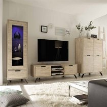 Heyford Wooden Storage Cabinet In Sherwood Oak With 4 Doors