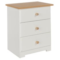 Chorley Wooden Bedside Cabinet With 3 Drawers In White And Oak