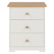 Chorley Wooden Bedside Cabinet With 3 Drawers In White And Oak