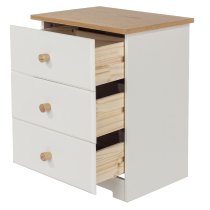 Chorley Wooden Bedside Cabinet With 3 Drawers In White And Oak