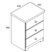 Chorley Wooden Bedside Cabinet With 3 Drawers In White And Oak