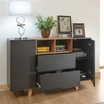 Melbourn Wooden Sideboard In Grey And Oak Effect With 2 Doors