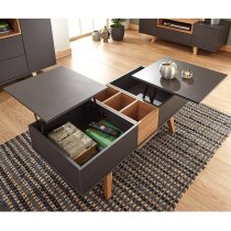 Melbourn Coffee Table In Grey And Oak Effect With Lift Up Top